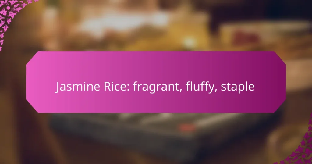 Jasmine Rice: fragrant, fluffy, staple