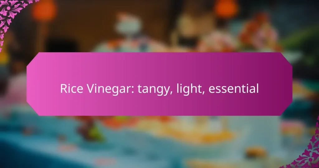 Rice Vinegar: tangy, light, essential