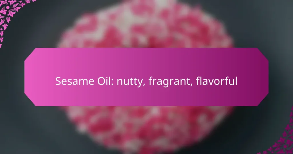 Sesame Oil: nutty, fragrant, flavorful