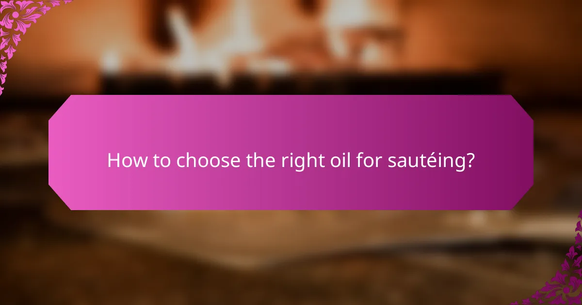 How to choose the right oil for sautéing?