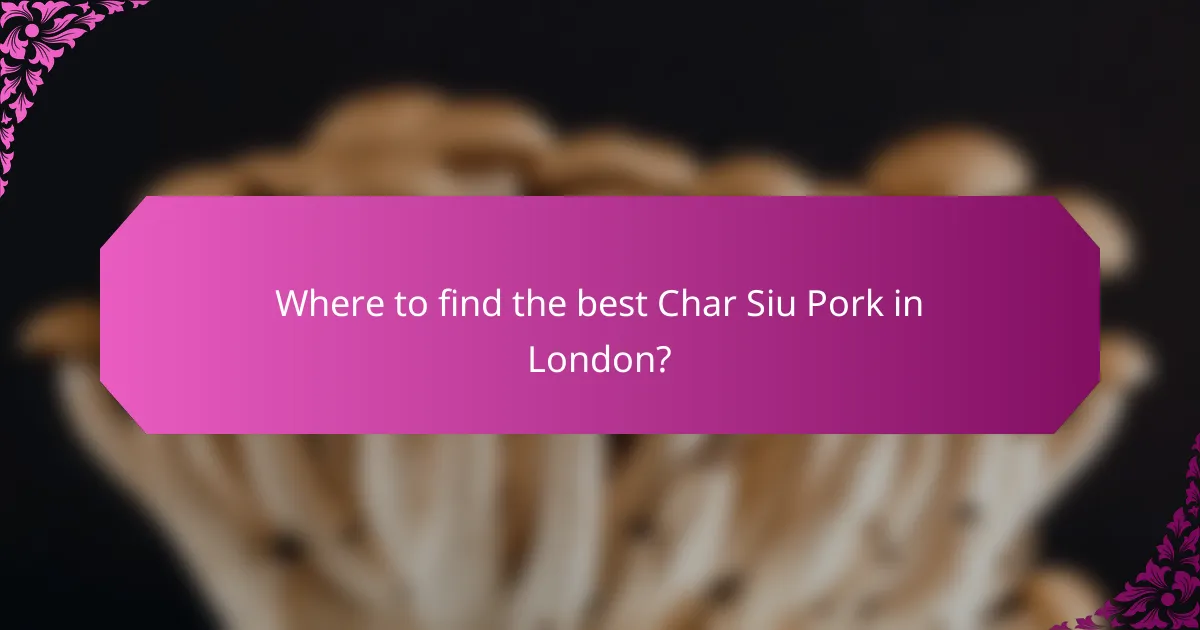 Where to find the best Char Siu Pork in London?